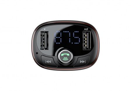 Автомобильное зарядное устройство BASEUS T typed S-09, 2USB, 3.4A, серый, дисплей  Bluetooth, FM - 7
