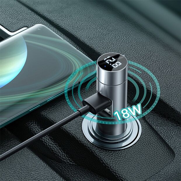 Автомобильный беспроводной MP3-плеер BASEUS Energy Column Car Wireless MP3, 3A, серебряный - 8